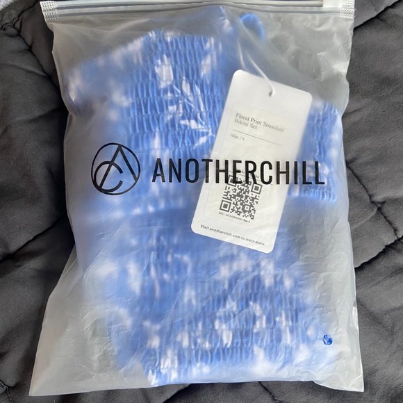 Another Chill Blue Floral Print Smocked Bikini Set - Picture 3 of 4